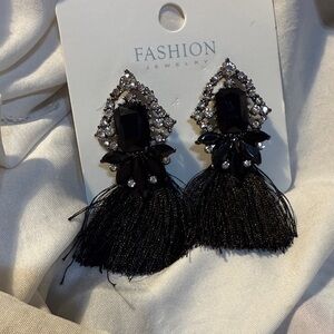Elegant Black Tassel Earrings
